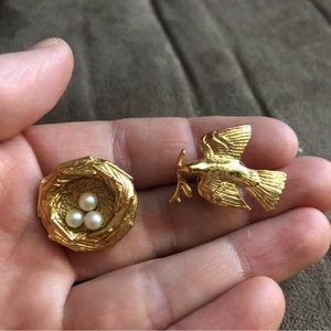 Vintage Bird & Nest Earrings